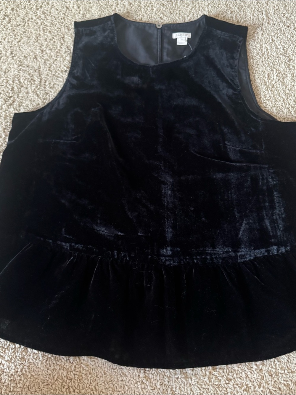 JCrew Black Velvet Peplum Top
